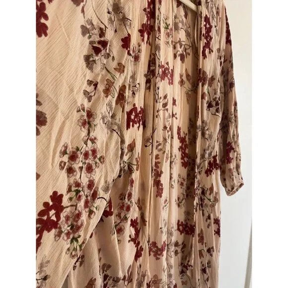 Patrons Of Peace Women’s Pink Floral Open-front Kimono Cardigan Size M - Picture 4 of 7